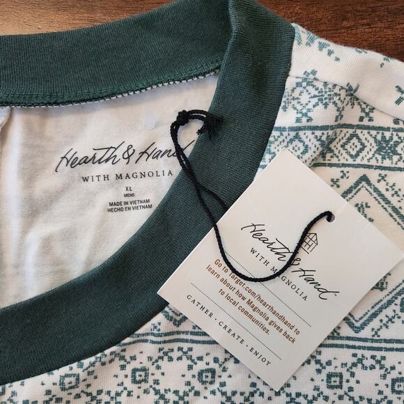 NWT Hearth & Hand Men's Good Tidings Union Suit Green Cream Size XL - Picture 10 of 11